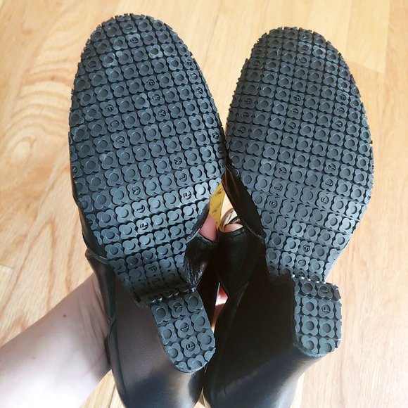 [SOLD] Fly London Black leather Mary Jane Cross Strap Wedge Heels - Picture 8 of 16